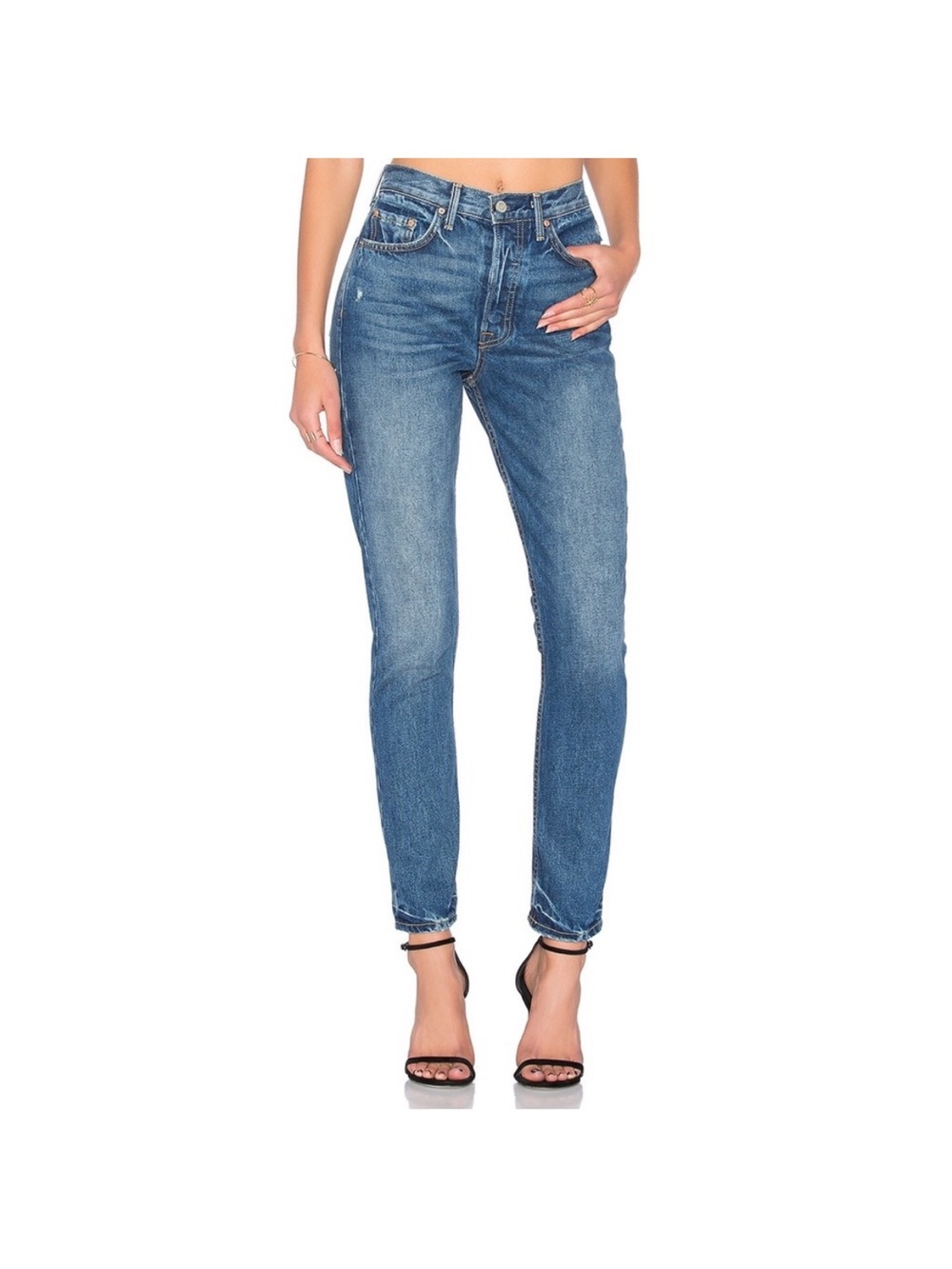 GRLFRND Karolina High Waist Skinny Jean Size 27 Button Front